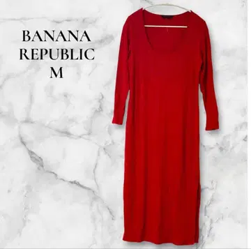 BANANA REPUBLIC M 레드 사이드 슬릿 긴팔 드레스