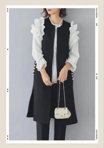 포켓 펄 롱 베스트 베스트 블랙 frene lumier