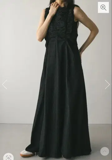 블랙 슬리브리스 롱 원피스