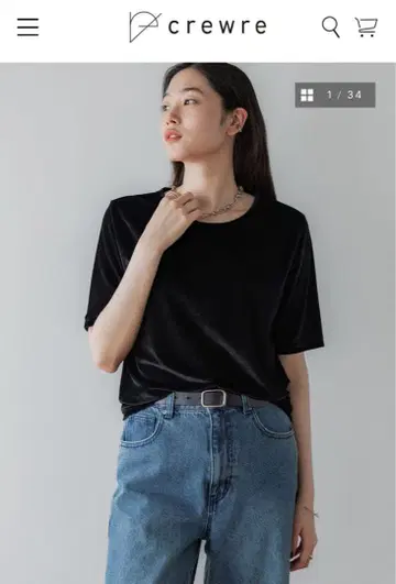 시어 벨로아 크루넥 T black size 3 미사용 새상품
