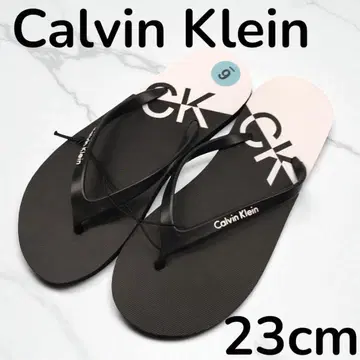 캘빈 클라인 샌들 23cm 블랙 빅 로고 비치 샤워
