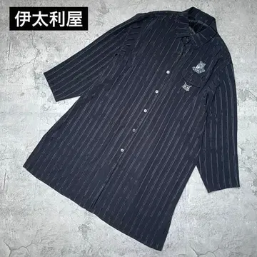 이타리야 이탈리아 롱 기장 스트라이프 셔츠 원피스 표범