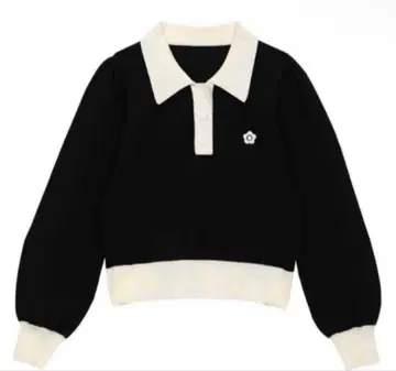 MARY QUANT 바이컬러 데이지 폴로 긴팔