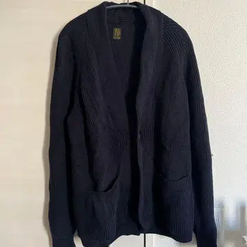 BATONER (바토너) 1버튼 숄 가디건 네이비