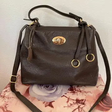 다크 브라운 가죽 핸드숄더백 아쉬 엘렌