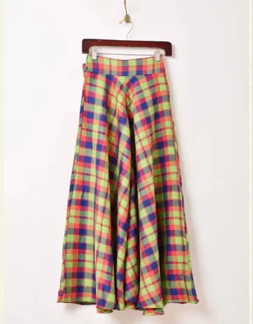 Meridian 빅 리본 체크 무늬 플레어 스커트