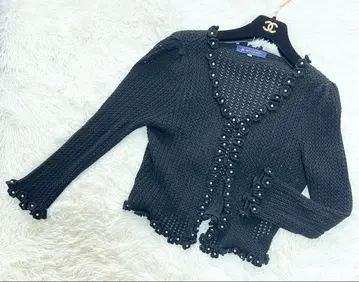 M'SGRACY 꽃 모티브 블랙 가디건 시스루 니트 엠즈 그레이시