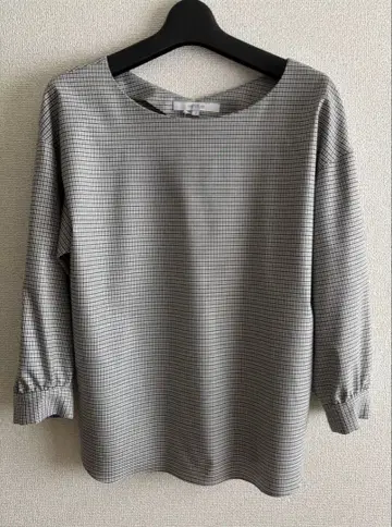 UNTITLED 체크 무늬 7부 소매 블라우스 사이즈 2