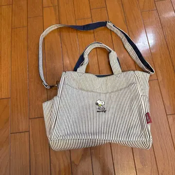 스트라이프 패턴 캔버스 숄더백