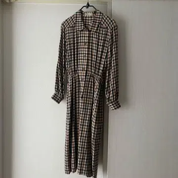 아쿠아 스큐텀 체크 무늬 롱 원피스