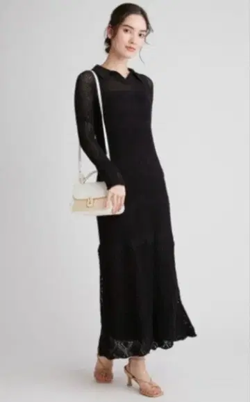 CELFORD 크로셰풍 니트 롱 원피스