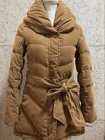 번브리즈 다운 코트 브라운 벨트 포함