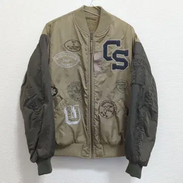 CUBESUGAR 카키 MA-1 자켓 패치워크