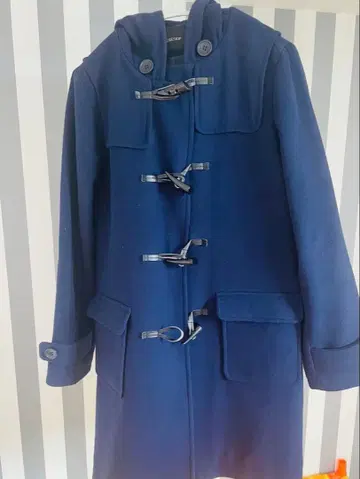 네이비 더플 코트 후드 부착