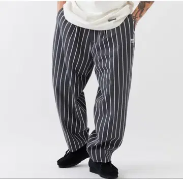 F.A.T. THREEKAP 스트라이프 와이드 팬츠 그레이 skinny