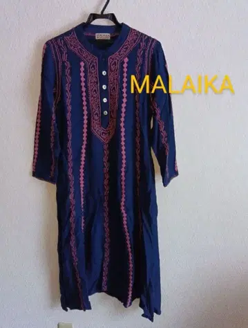 MALAIKA 네이비 자수 롱 원피스