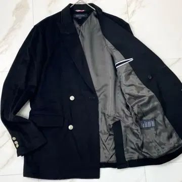 타미힐피거 더블 브레스트 테일러드 자켓 은색 버튼 블랙 L