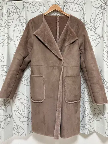 브라운 핑크 롱 코트