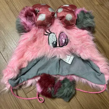 [ 레어 ] 팬캡 미니 핑크 얼굴 복슬복슬 스팽글 디즈니