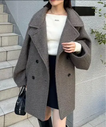 mystic 샤기 미들 코트 차콜 그레이