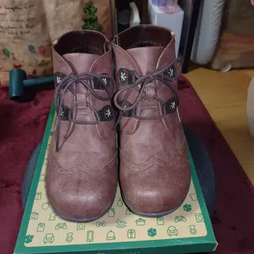 중고 흠집 있음 조알비 FAKE 가죽 숏 부츠 L 브라운