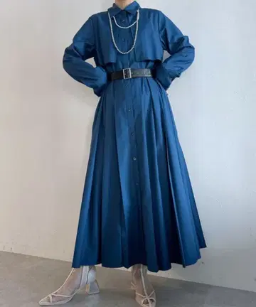 [ 택 포함 미사용 ] HARE 플리츠 인조 가죽 벨트 원피스