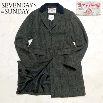 새상품급 세븐데이선데이 x 해리스 트위드 별주 테일러드 체스터 코트 M