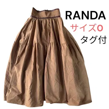 [ RANDA ] 란다 택 포함 롱 스커트 플레어 브라운 사이즈 0