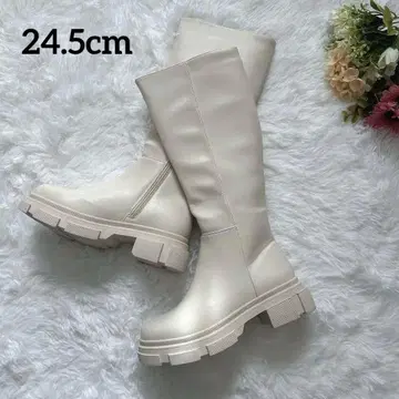 선착순 아이보리 통굽 롱 부츠 24.5cm L