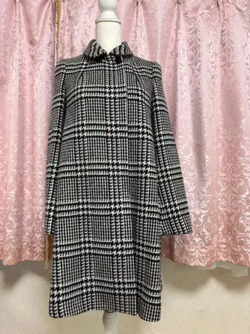 하운드 투스 패턴 롱 코트 질스튜어트