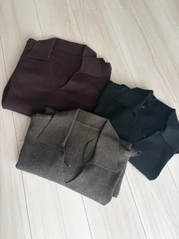 새상품 UNIQLO women 워셔블 니트 리브 폴로 스웨터 3색 XL
