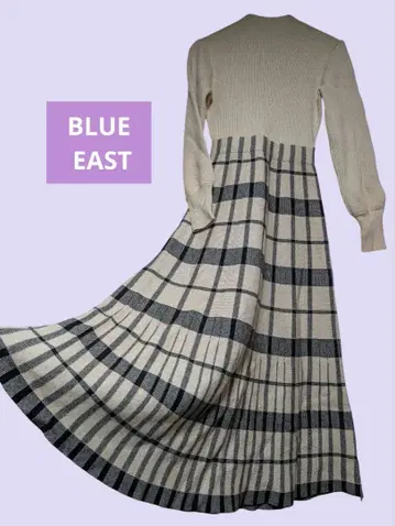 익명 시착 겨울 코디 체크 자카드 여성용 롱 긴팔 니트 원피스 신축성