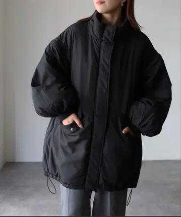 소매 탈부착 2WAY 충전솜 스탠드 카라 코트 다운 자켓 M 블랙