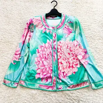 레오나르 가디건 꽃무늬 트리밍 빅 사이즈 XL