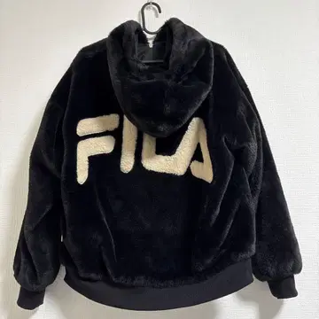 새상품급 FILA 블루종 퍼 후드티 후드 부착 M