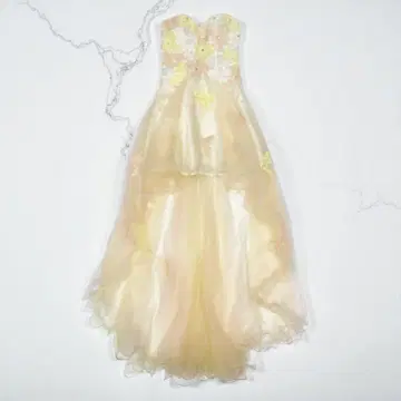 IRMA  숏 인 롱 드레스 하이 로우 헴 테일 컷 비쥬