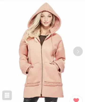 GUESS 라이트 핑크 후드 부착 자켓 XS