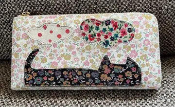 새상품급 츠모리치사토 장지갑 고양이 패치워크 플라워 고양이 퍼즐 레어