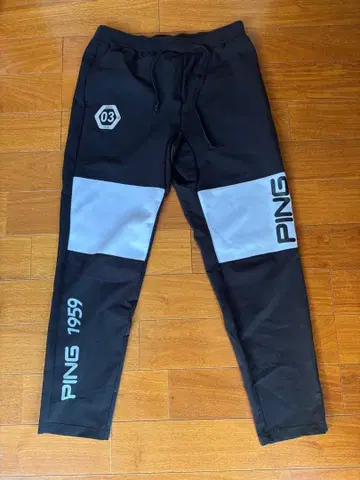 PING 03 슬림핏 골프 팬츠 블랙/화이트 남성용 L 사이즈