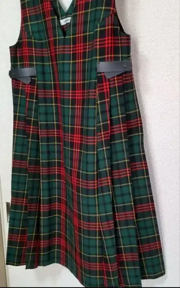 child woman 타탄 체크 사이드 플리츠 원피스 울 새상품급