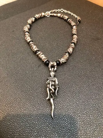 실버 925 오닉스 맥 초커 목걸이