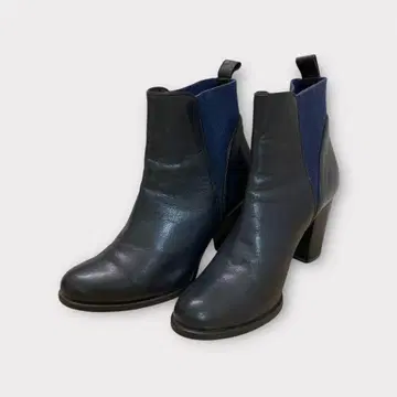 츠모리치사토 워크 사이드 고어 부츠 청키힐 가죽 부츠