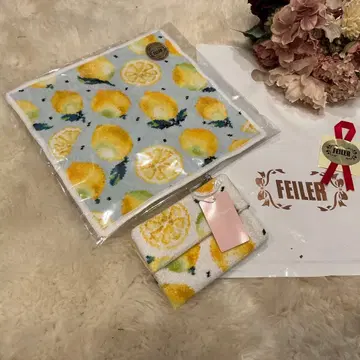 페이러 손수건 & 티슈 파우치 새상품 레몬 도트