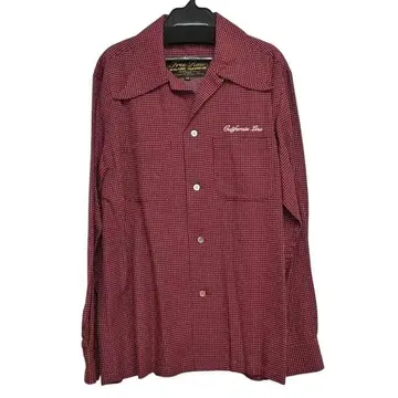 캘리포니아 라인 오픈 카라 셔츠 긴팔 셔츠 레드색 XL 사이즈