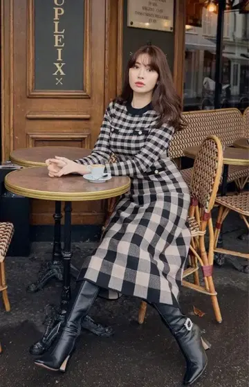 Herlipto plaid jacquard knit dress