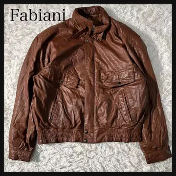 fabiani 가죽 블루종 스탠드 카라 천연 가죽 짧은 기장 42 브라운