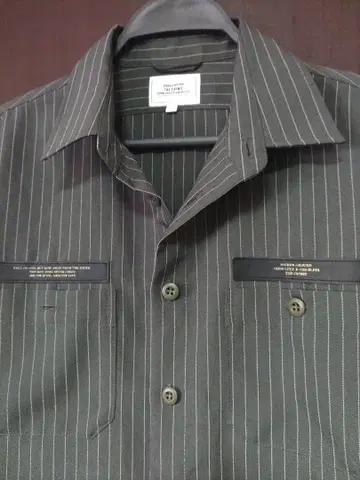 구제 의류 CRIMIE 클라이미 스트라이프 긴팔 셔츠 카키 계열 L