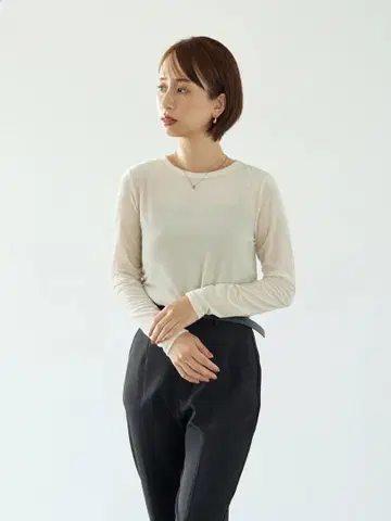 STRATA 시어 트리코트 벨로아 롱 T 아이보리