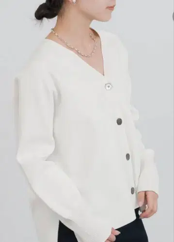 IENA 파인 코튼 스무스 V넥 가디건