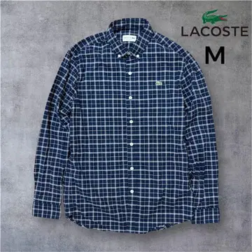 새상품급 라코스테 BD 셔츠 남성용 M 네이비 체크 긴팔 셔츠 긴팔